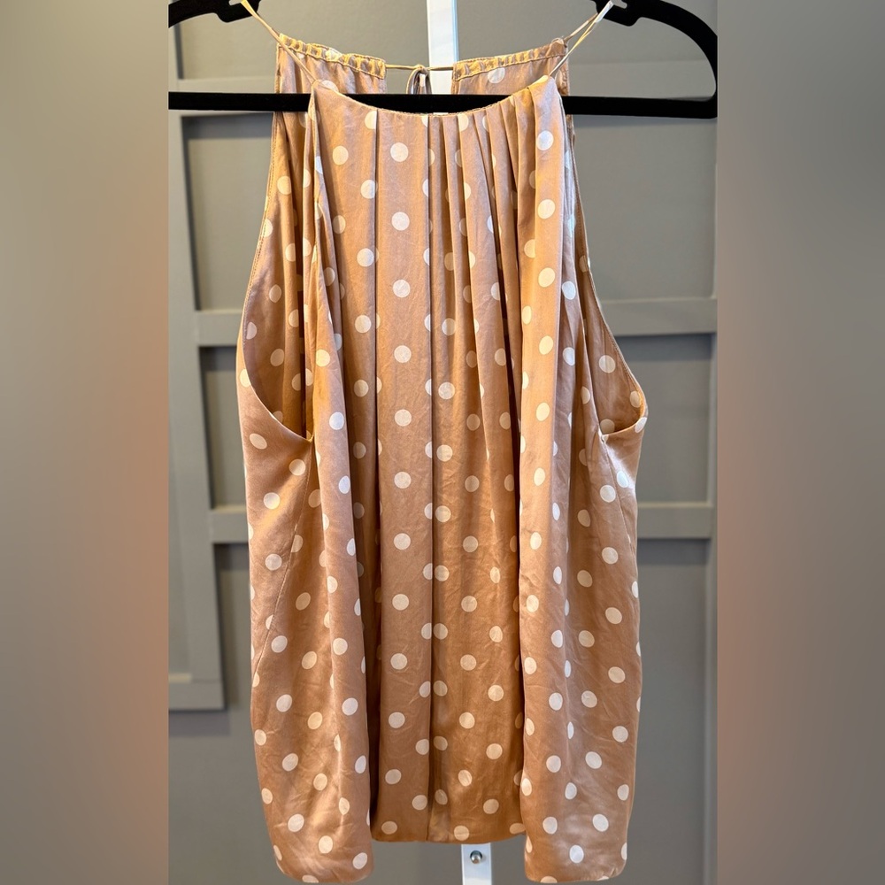 ROBERT RODRIGUEZ Tan Polka Dot Silk Halter Top Size 6